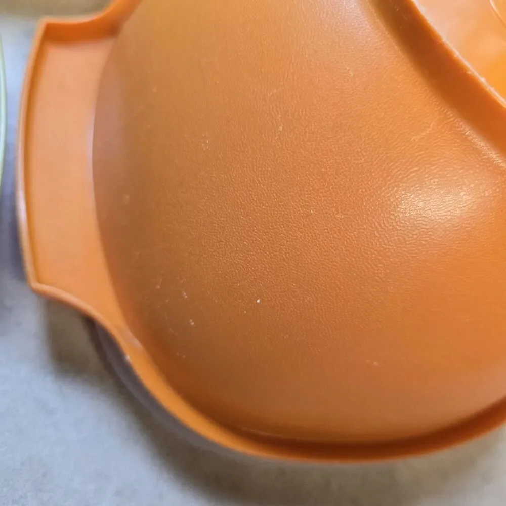 Tupperware Vintage Square Bowl & Lid Set 3pc Yellow Green Orange Plastic